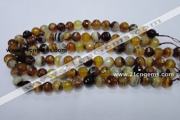 CAG2711 15.5 inches 6mm faceted round yellow line agate beads