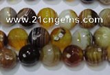 CAG2712 15.5 inches 8mm faceted round yellow line agate beads