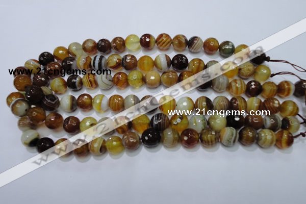 CAG2712 15.5 inches 8mm faceted round yellow line agate beads