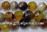 CAG2713 15.5 inches 10mm faceted round yellow line agate beads