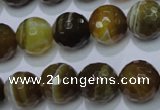 CAG2715 15.5 inches 14mm faceted round yellow line agate beads