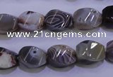 CAG2768 15.5 inches 10*14mm twisted rice botswana agate beads wholesale