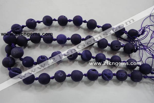 CAG2804 15.5 inches 14mm round matte druzy agate beads whholesale