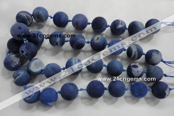 CAG2806 15.5 inches 18mm round matte druzy agate beads whholesale