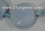 CAG2885 15.5 inches 23mm faceted coin agate gemstone beads
