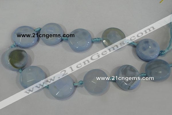 CAG2885 15.5 inches 23mm faceted coin agate gemstone beads