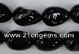 CAG2900 15.5 inches 13*18mm twisted teardrop black line agate beads