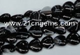 CAG2902 15.5 inches 8*8mm heart black line agate beads