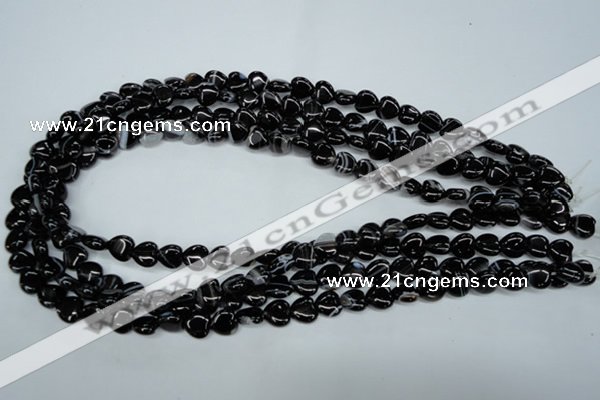 CAG2902 15.5 inches 8*8mm heart black line agate beads