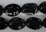 CAG2918 15.5 inches 13*18mm oval black line agate beads