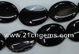 CAG2919 15.5 inches 15*20mm oval black line agate beads