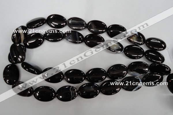 CAG2920 15.5 inches 18*25mm oval black line agate beads