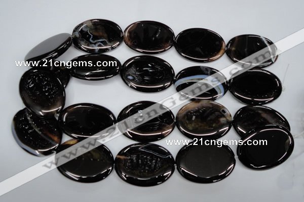 CAG2922 15.5 inches 30*40mm oval black line agate beads