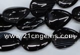 CAG2926 15.5 inches 13*18mm flat teardrop black line agate beads