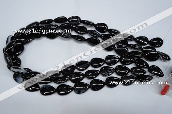 CAG2926 15.5 inches 13*18mm flat teardrop black line agate beads