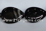 CAG2928 15.5 inches 18*25mm flat teardrop black line agate beads