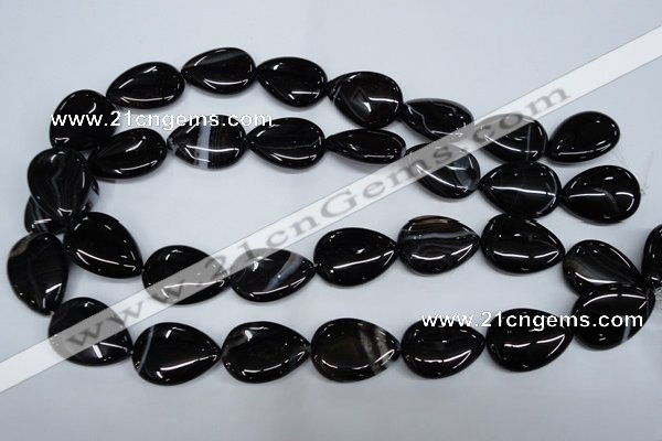 CAG2928 15.5 inches 18*25mm flat teardrop black line agate beads