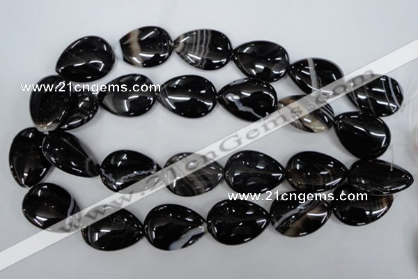 CAG2929 15.5 inches 22*30mm flat teardrop black line agate beads