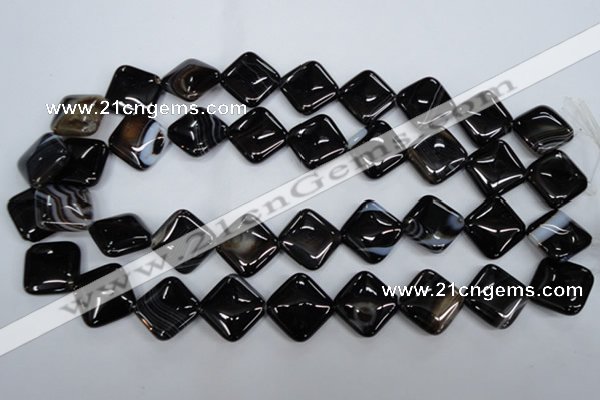 CAG2936 15.5 inches 18*18mm diamond black line agate beads