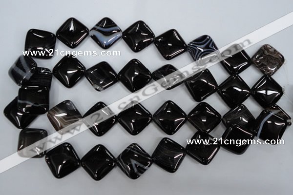 CAG2937 15.5 inches 20*20mm diamond black line agate beads