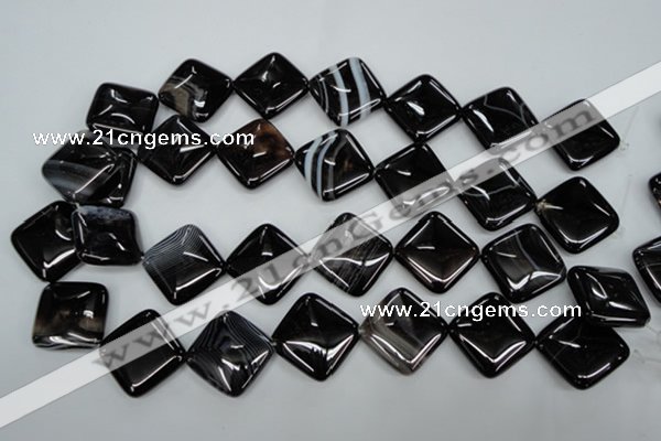 CAG2938 15.5 inches 22*22mm diamond black line agate beads