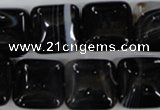 CAG2945 15.5 inches 16*16mm square black line agate beads