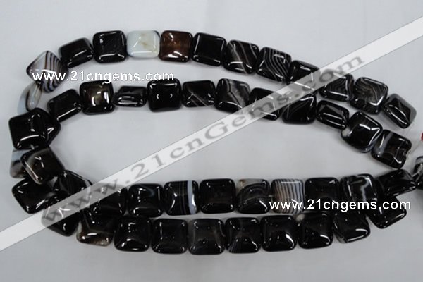 CAG2945 15.5 inches 16*16mm square black line agate beads