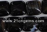 CAG2946 15.5 inches 18*18mm square black line agate beads