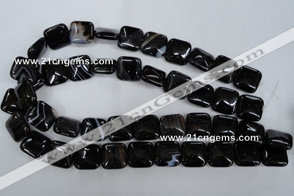 CAG2946 15.5 inches 18*18mm square black line agate beads