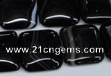 CAG2947 15.5 inches 20*20mm square black line agate beads