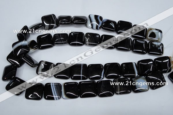 CAG2947 15.5 inches 20*20mm square black line agate beads