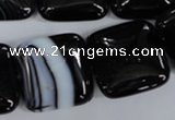 CAG2948 15.5 inches 22*22mm square black line agate beads