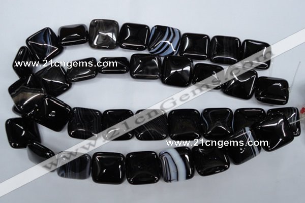 CAG2948 15.5 inches 22*22mm square black line agate beads