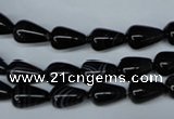 CAG2961 15.5 inches 6*10mm teardrop black line agate beads