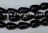 CAG2962 15.5 inches 8*12mm teardrop black line agate beads