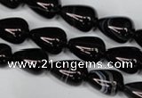 CAG2963 15.5 inches 10*14mm teardrop black line agate beads