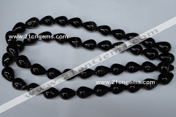 CAG2964 15.5 inches 13*18mm teardrop black line agate beads