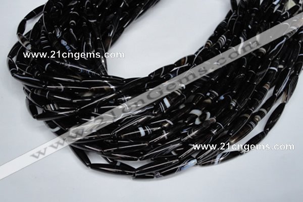 CAG2968 15.5 inches 5*25mm rice black line agate beads