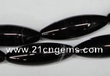 CAG2969 15.5 inches 10*30mm rice black line agate beads