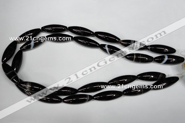 CAG2969 15.5 inches 10*30mm rice black line agate beads