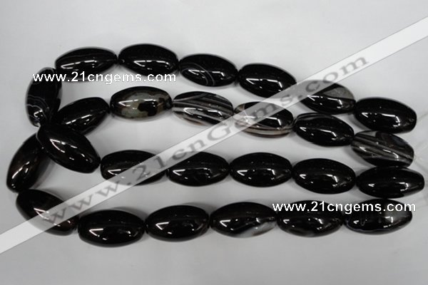 CAG2970 15.5 inches 15*30mm rice black line agate beads