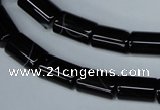 CAG2975 15.5 inches 8*14mm tube black line agate beads