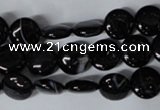 CAG2991 15.5 inches 10mm flat round black line agate beads