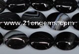 CAG3002 15.5 inches 12*16mm oval black line agate beads