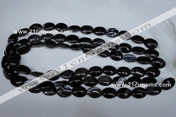 CAG3002 15.5 inches 12*16mm oval black line agate beads