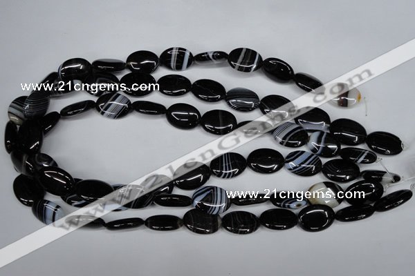 CAG3003 15.5 inches 13*18mm oval black line agate beads