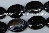 CAG3004 15.5 inches 15*20mm oval black line agate beads