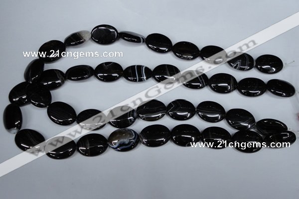 CAG3004 15.5 inches 15*20mm oval black line agate beads