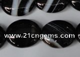 CAG3005 15.5 inches 18*22mm oval black line agate beads