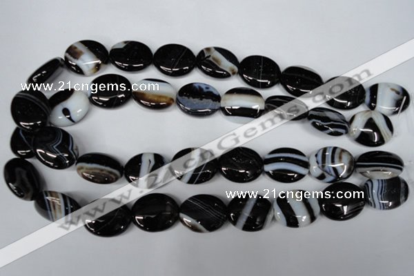 CAG3005 15.5 inches 18*22mm oval black line agate beads